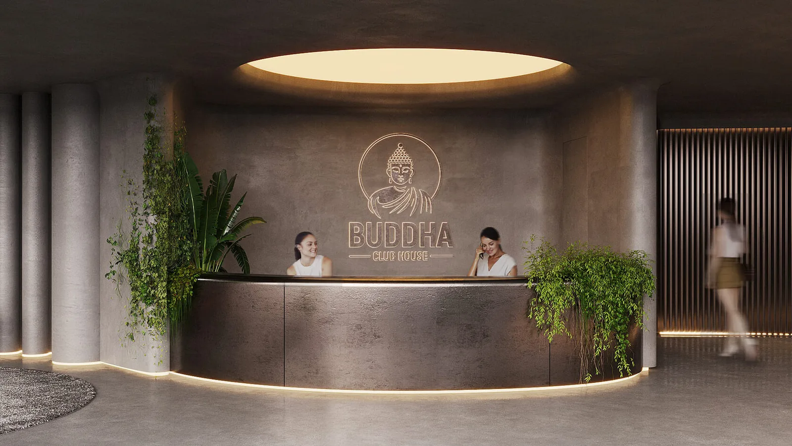 Buddha Club House night facade render, Berawa Canggu Bali